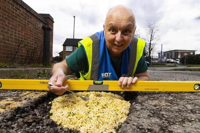 Mr Pothole has teamed up with Pot Noodle.
