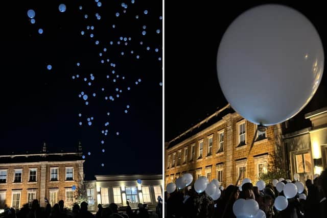 A light memorial was held at Delapre Abbey and 130 balloons were let into the sky on the eve of Donnie's funeral.