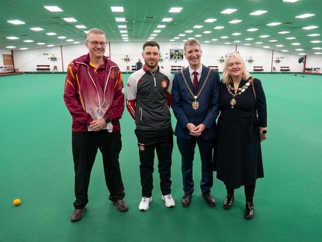 Committee member Andy Smith, Conor Bryan and Mayor and Mayoress, Cllr Paul and Mylissa Joyce.