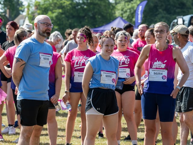 Runners taking part in the Pretty Muddy Race For Life at Abington Park in Northampton on Saturday, July, 11, 20026. Photo by David Jackson.