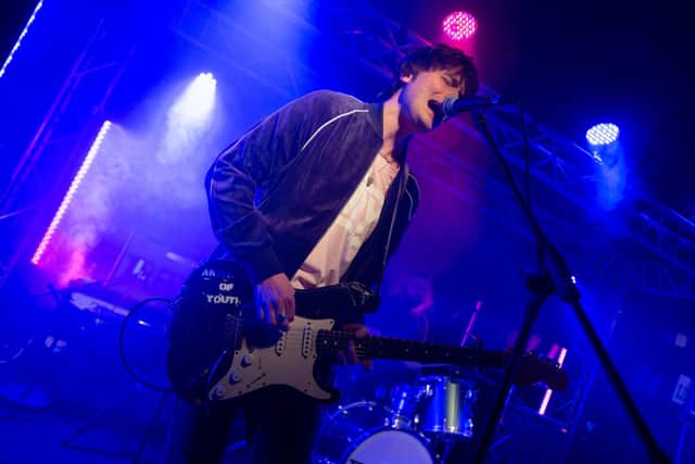 Trampolene frontman Jack Jones on stage at Esquires in Bedford on February 1, 2023. Photo by David Jackson.