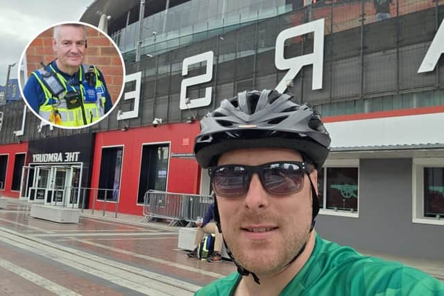 Mark Foster’s son-in-law Kevin Parsons completed a solo cycle from Sixfields Stadium to Arsenal’s Emirates Stadium in his memory, and he has raised around £1,500 for Macmillan Cancer Support.