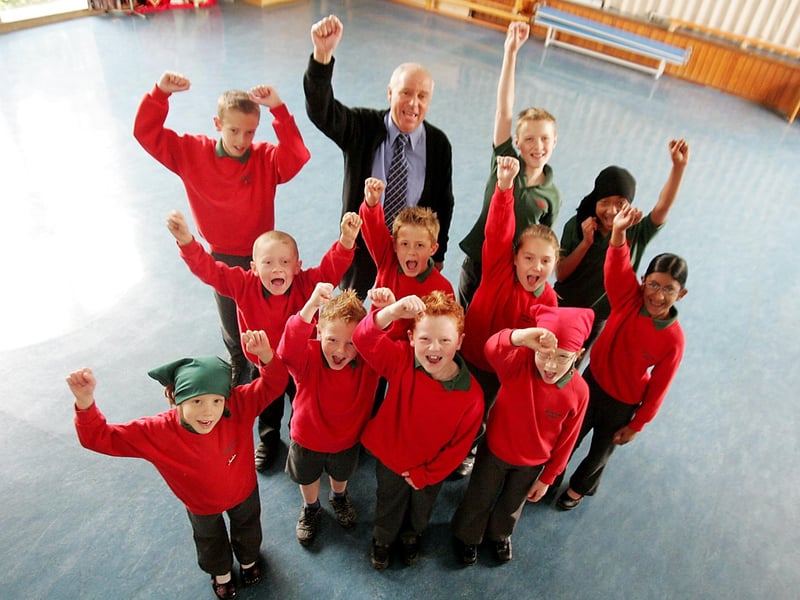 Spring Lane primary School - school council with head Duncan McAlpine celebrate a recent Ofsted report