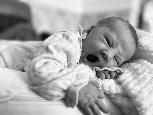 Mabel born at 12.42pm on February 14 at Northampton General Hospital, weighing 9lb 12oz.