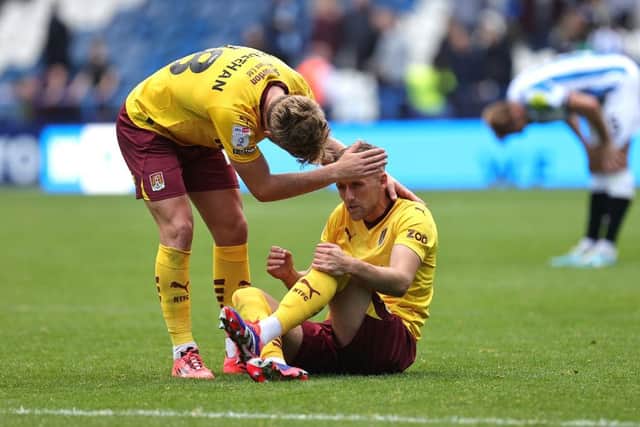 Patrick Brough could hardly move in the closing stages against Huddersfield