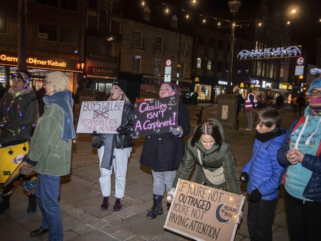 Women marched through Northampton town centre on Saturday November 25 to unite together with allies to address the global pandemic of violence against women and girls.