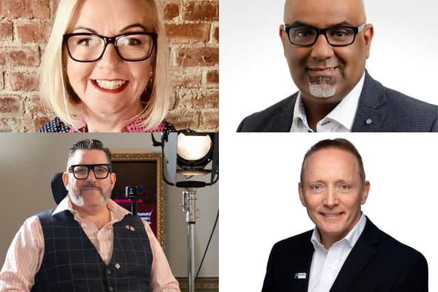 The four panellists for the event - Alastair McLeod, Business Doctors, Nick Wilson, Disabled Adventurer, Dolores Sanders, Total Control Pro, and Pritul Khagram, Mavis Technologies