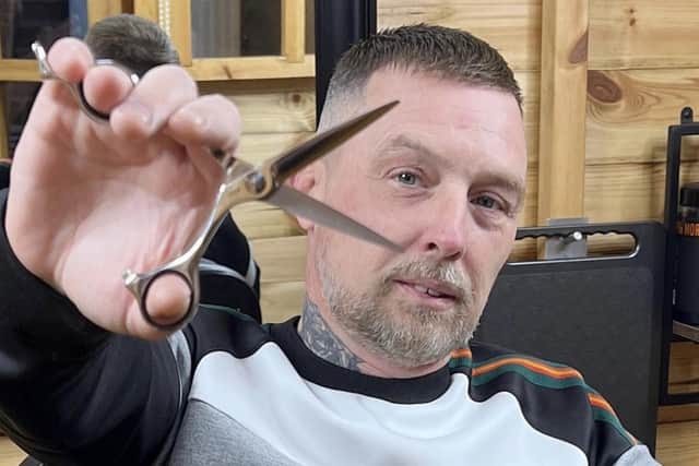 47-year-old Lee Coombes, pictured, was released from prison in 2011, has been clean for 10 years, and now runs a successful barber business from the shed in his back garden.