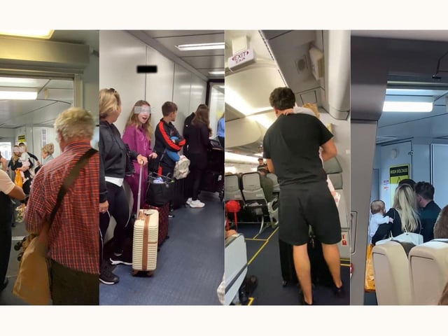 Passengers pictured panicking after boarding a malfunctioning Maleth Aero plane chartered by P&O.