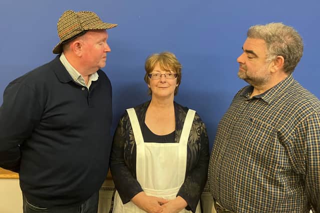 Holmes and Watson with Mrs Hudson, in The Mrs Hudson Mysteries
