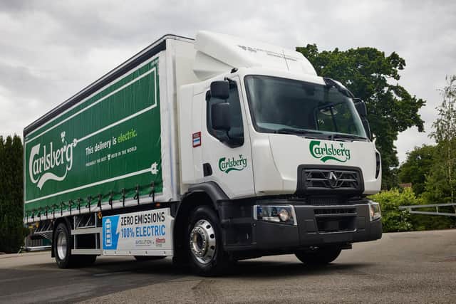 The Northampton-based brewery has introduced two electric HGVs in a bid to improve sustainability.