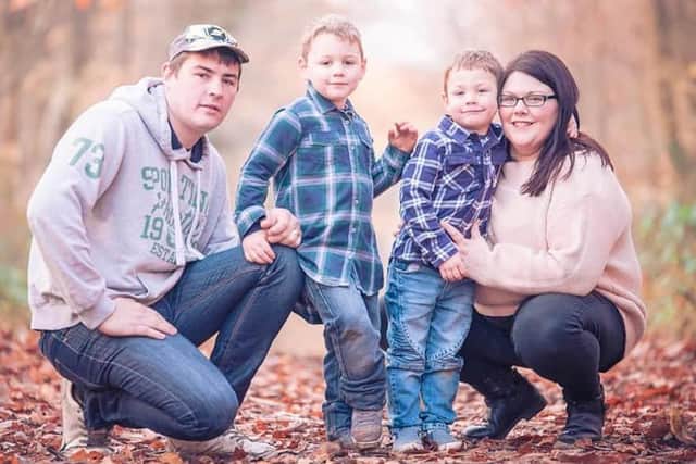 Shaun Taylor pictured with his boys, Oscar and Ethan, and his wife, Vickie.