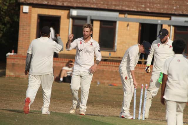 Wicket celebrations from the NCL clash between Rothwell IIs and Woodford Halse (Picture: Finbarr Carroll)