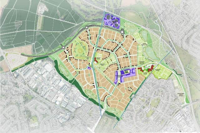Indicative masterplan for the 3,000 home development, including the secondary school land to the east near Kings Heath. Credit: Persimmon Homes & BDW Trading