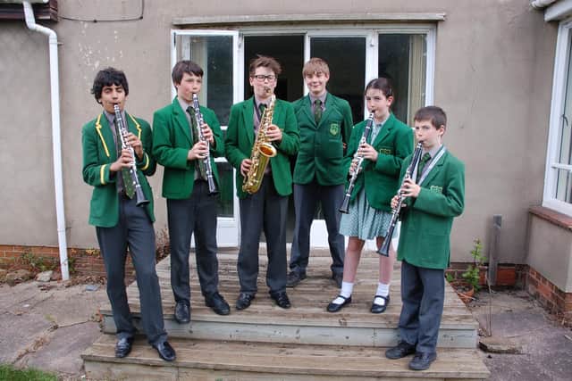 Great Houghton School pupils playing musical instruments.