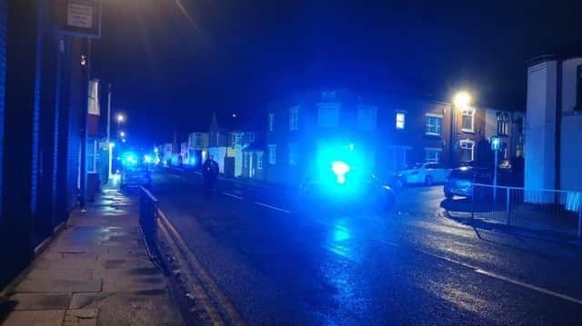 Five police cars and several officers had cordoned off the area around the Easy Fix Autos garage in St Andrew's Road from Gordon Street to Hester Street last night (Wednesday)