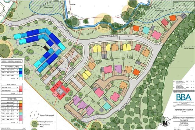 The preferred masterplan for the residential site. Developers will need to submit another reserved matters plan to confirm the final layout. (Image: Pomfret Management Ltd)