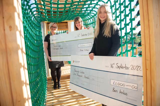 Zoe, Amy and Kate in the new play area which Barratt and David Wilson Homes helped fund