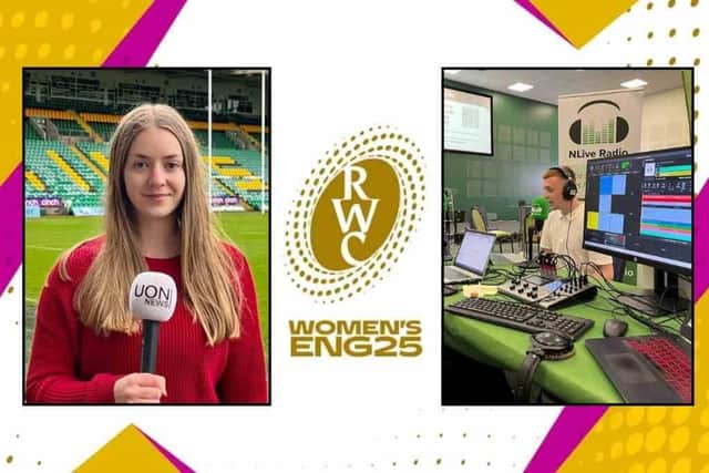 Students Sophie Smith and Ryan O'Sullivan prepare to report on this weekend's Women's Rugby World Cup 2025.