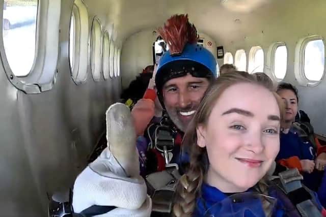 Caitlin skydives for charity