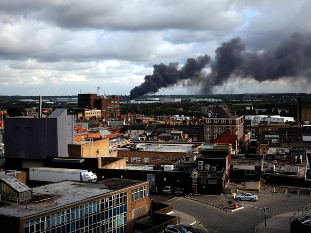 In 2008, a huge fire broke out at the Garrard Waters factory in Brackmills Industrial estate in Northampton. Plumes of smoke could be seen from miles around. This picture taken by the Chron was from the car park of the Grosevnor Centre.