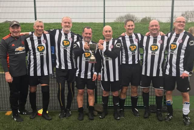 Moulton Masters Over-50s are all smiles after claiming the County Cup last year (Picture courtesy of Moulton Masters' Facebook page)