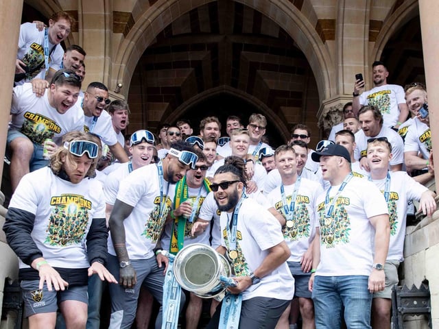 Saints players, coaches and staff celebrated with fans in Northampton town centre on Sunday (June 9) after winning the Gallagher Premiership title at Twickenham on Saturday (June 8).