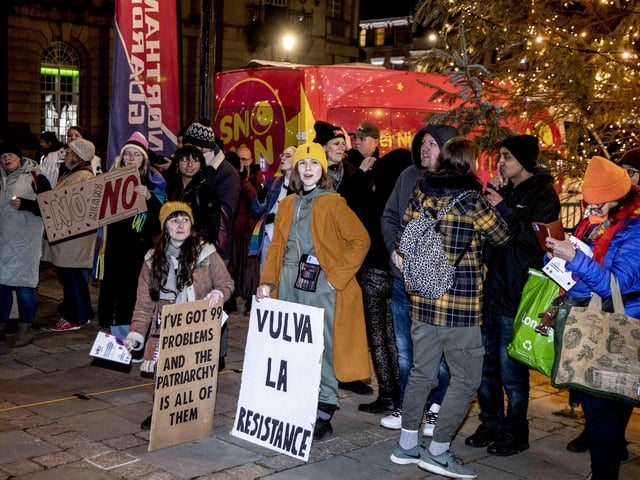 Women marched through Northampton town centre on Saturday November 25 to unite together with allies to address the global pandemic of violence against women and girls.