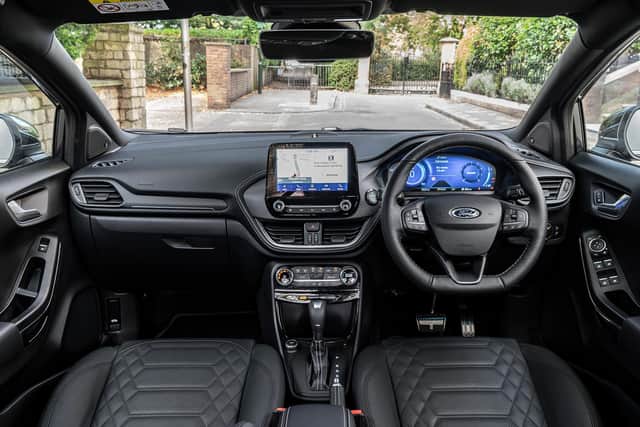 Vignale touches in the cabin include Windsor leather seats and a heated steering wheel