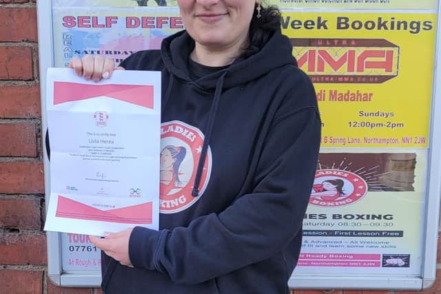 Livia Herea achieved her England Boxing level 1 Coaching award