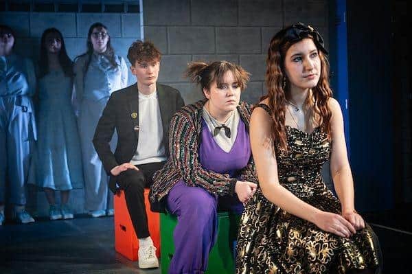 Royal and Derngate's Young Company performing Saba's Swim. Photo by Graeme Braidwood