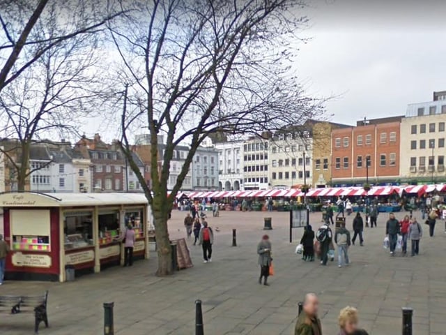 Market Square. This is as close as Google Maps takes you to the famous Market Square and its iconic red and white tents. The site is currently undergoing a £10 million refurbishment by West Northants Council which is set to be completed in summer 2024.