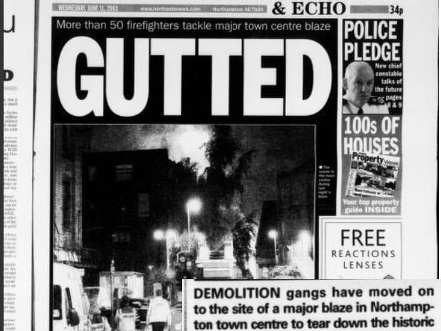 19 years ago... Northampton Chronicle & Echo reported the story of a major fire at the derelict former Zap Atax factory in Kingswell Road, which had been used by the homeless in recent years. Over 50 firefighters worked to tackle the blaze and the building was demolished later in the week.