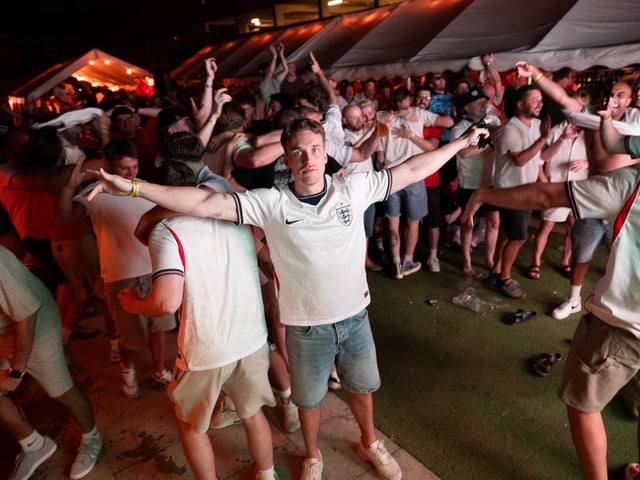 Football fans watching England vs Norway in the garden of The Black Prince in Northampton on Saturdy, July 11, 2026. Photo by David Jackson.
