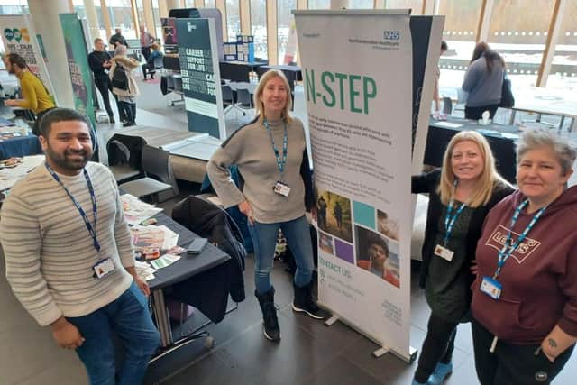 Students from the University of Northampton visit the stalls during University Mental Health Day 
