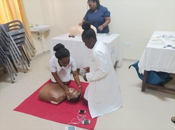 Resuscitation training at Labone Secondary School