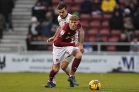 Mitch Pinnock looks to start an attack for the Cobblers in their clash with Portsmouth at Sixfields (Picture: Pete Norton)
