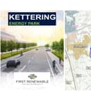 An artist's impression of the proposed Kettering Energy Park and a plan of the site/ First Renewable Developments