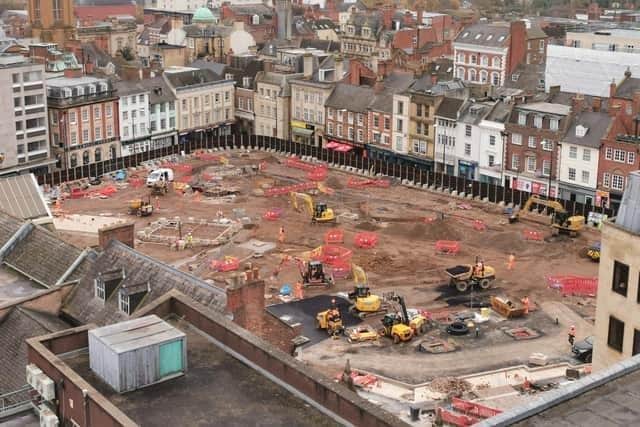 Here's an aerial photo of the Market Square works which was taken on November 16 from the top of the Grosvenor Centre car park