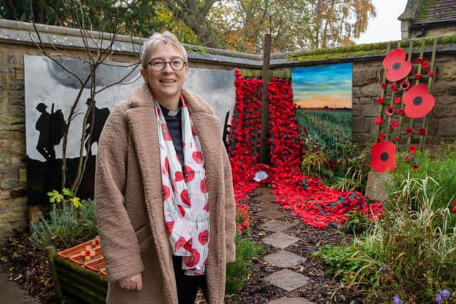 Rev Paula Challen at the Remembrance Garden