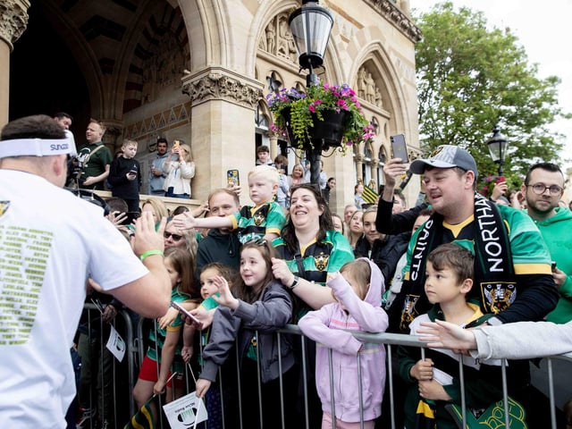 Saints players, coaches and staff celebrated with fans in Northampton town centre on Sunday (June 9) after winning the Gallagher Premiership title at Twickenham on Saturday (June 8).