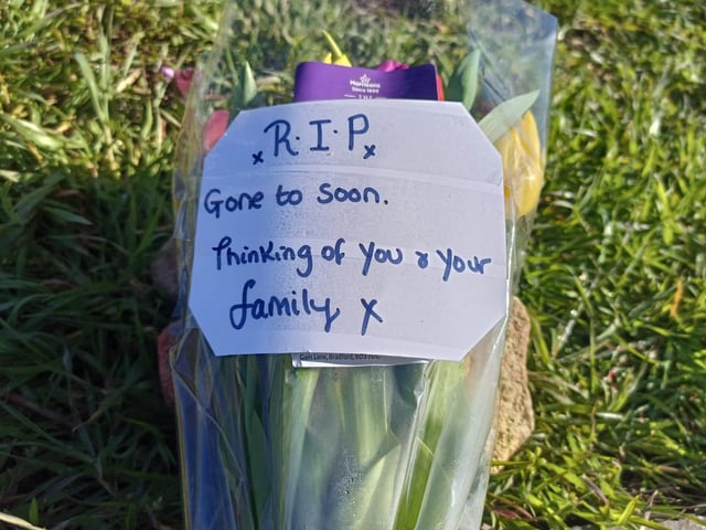 A single floral tribute was laid for the 19-year-old victim on Tuesday morning (April 25)
