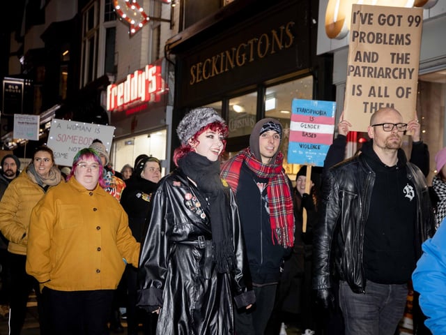 The event took place in Northampton on Friday November 2024 and saw dozens of activists march for an end to violence against women and girls.