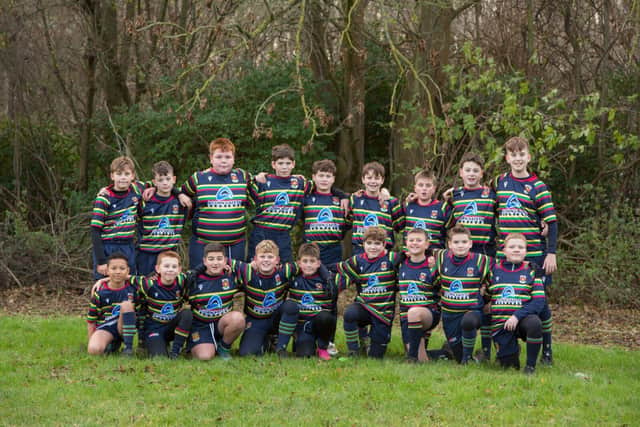 The team from Northampton Old Scouts RFC pictured in their new kit courtesy of Acorn Safety Services