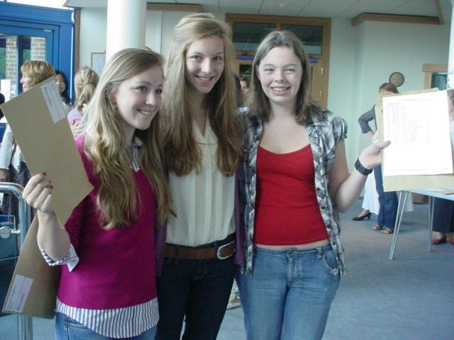 2006 - GCSE students at Northampton High School celebrating their exam results.