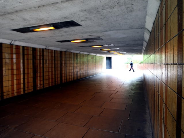One of the underpasses into and leading from the Grosvenor Centre and the Greyfriars bus station