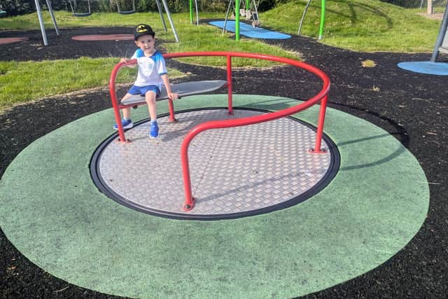 Stanwick Lakes is hoping to fund accessible play equipment like this roundabout