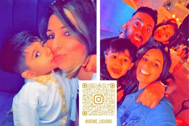 Genie Kaur and son Kamron Khahal/ Genie Kaur with son Kamron, husband Ronni and daughter Gianna/Genie Kaur