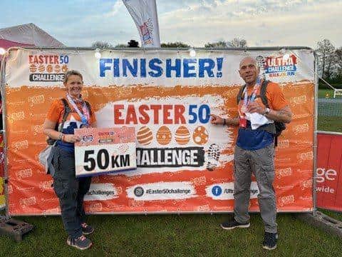 Laura and Phil at the finishing line