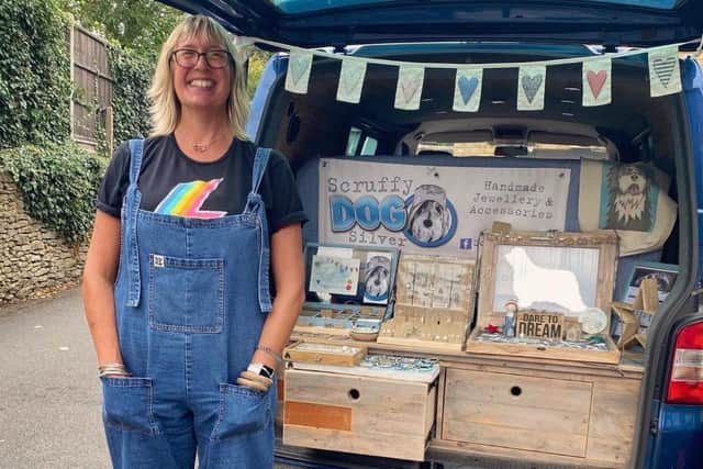 Steph with her ScruffyDog PopUpShop.